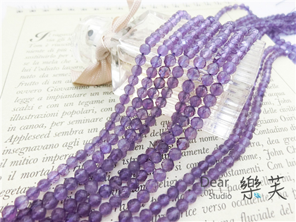 4mm切面紫水晶圓珠珠串