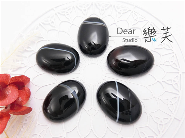 條紋瑪瑙-黑(18*25*6.5mm)
