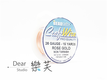 BEADSMITH 玫瑰金色圓線 26G