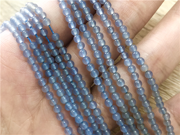 3mm瑪瑙圓珠(灰藍)